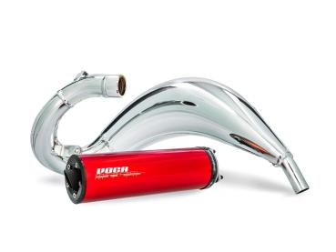 Preview: Auspuff VOCA Cross verchromt 50/70ccm Dämpfer rot für Rieju MRT 50