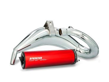 Auspuff VOCA Cross verchromt 50/70ccm Dämpfer rot für Aprilia RX, SX, Derbi Senda