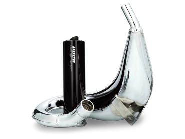 Preview: Auspuff VOCA Cross verchromt 50/70ccm Dämpfer schwarz für Aprilia RX, SX, Derbi Senda