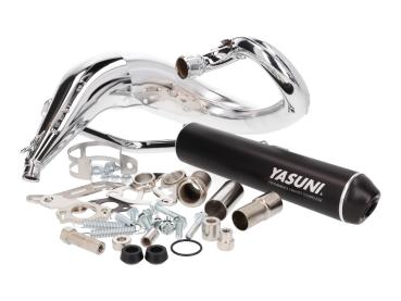 Auspuff Yasuni Cross ML MAX schwarz Chrom für Yamaha DT50, MBK X-Limit, Peugeot, Malaguti, Motorhispania