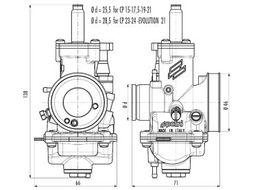 Preview: Vergaser Polini CP 19mm mit Chokezug Vorbereitung