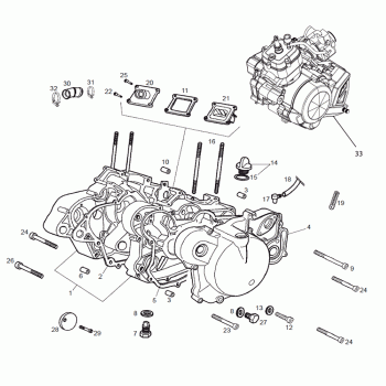 Motor - Kurbelgehäuse D50B0 E-Start für Aprilia 11-, Derbi 09-