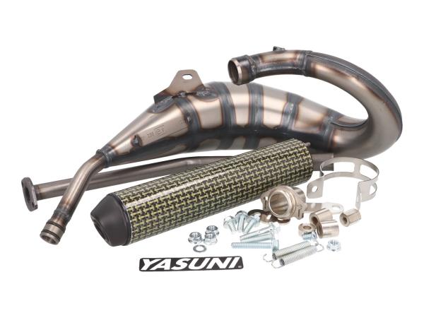 Auspuff Yasuni Cross HM MAX gelb Carbon für Aprilia RX, SX, Derbi R, SM, Gilera RCR, SMT