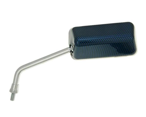 Spiegel F1 links M8 Carbon-Look blau kurzes Gewinde