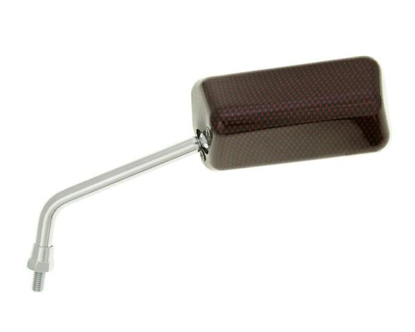 Spiegel F1 links M8 Carbon-Look Rot kurzes Gewinde