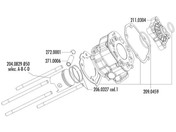 Zylinderkit Polini Aluminium Racing 80ccm 50mm für Piaggio / Derbi Motor D50B0